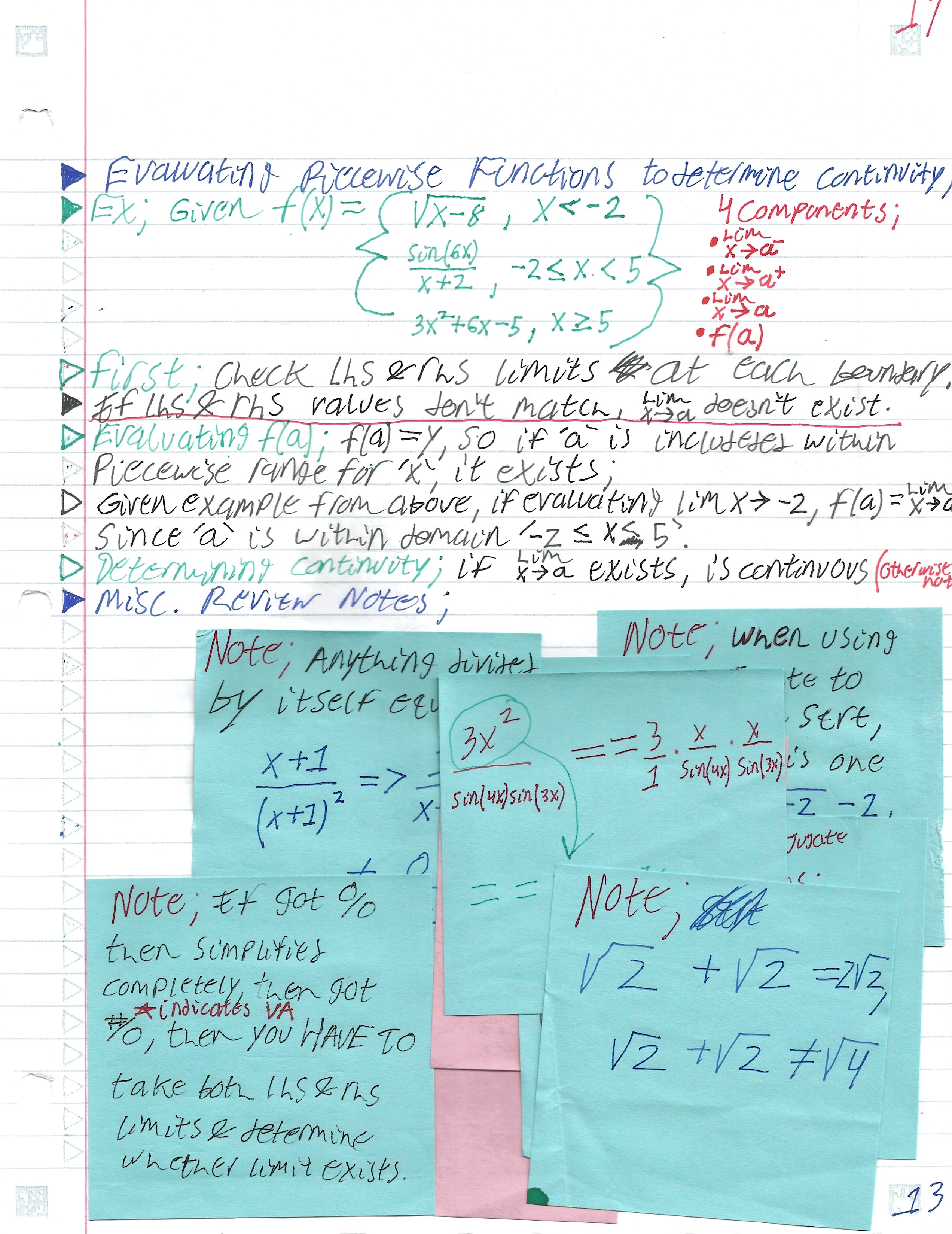 Limits Exam Review